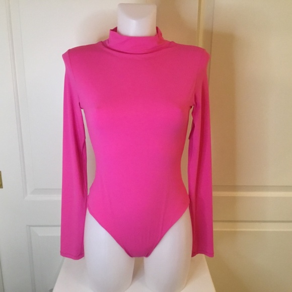 NWT PUMIEY Pink Crew Neck Long Sleeve Bodysuit Size Medium - Picture 4 of 7